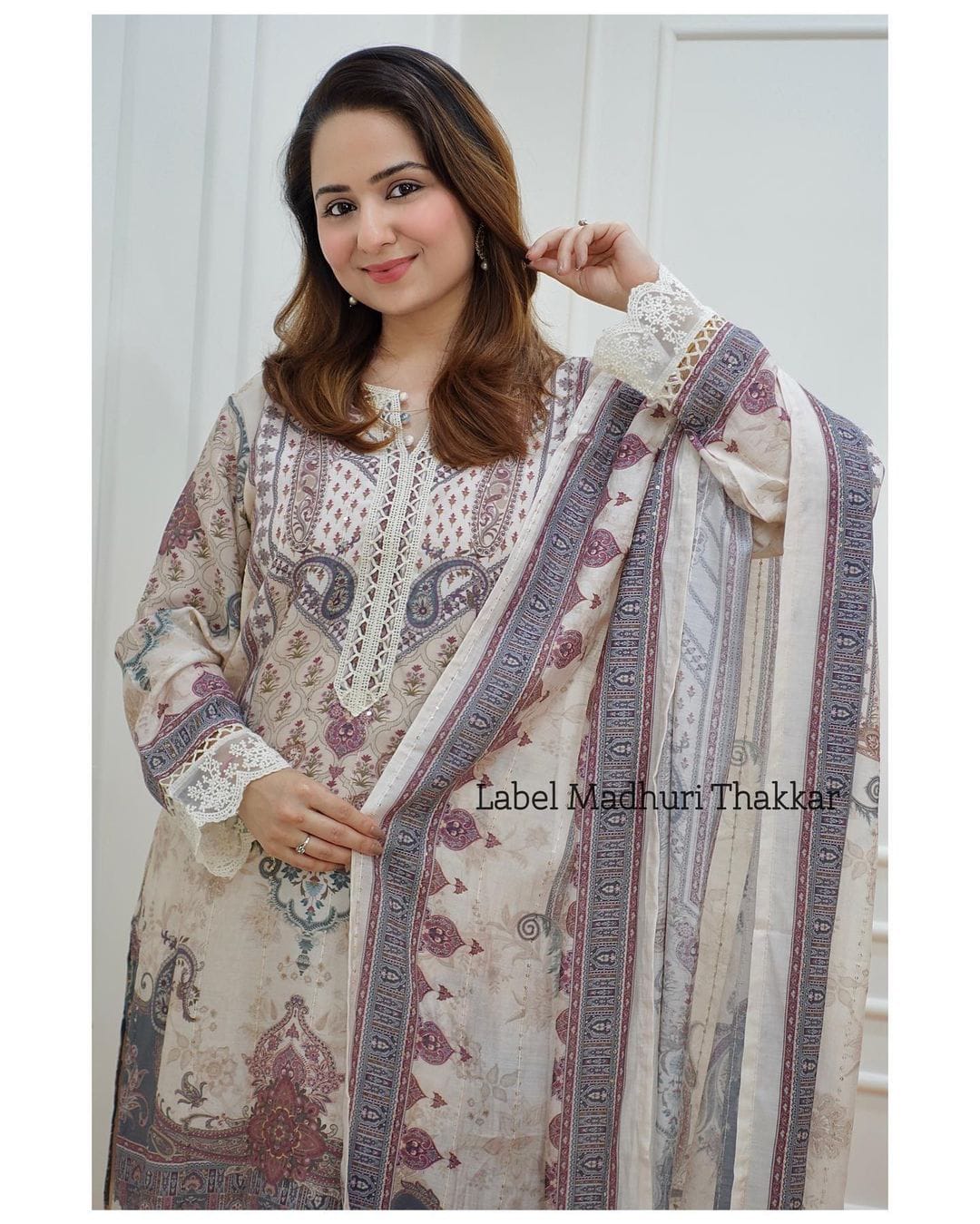 Ivory Digital Print Pakistani Suit