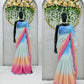 Multi-Colored Georgette Embroidered Pre-Pleated Saree Set