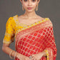 Red Bandhej Bulian-work Saree