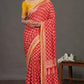 Red Bandhej Bulian-work Saree