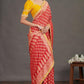 Red Bandhej Bulian-work Saree