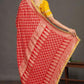 Red Bandhej Bulian-work Saree