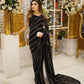 Enthralling Black Sequined Work Georgette Cocktail Party Saree