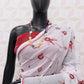 White Satin Printed Saree With Blouse