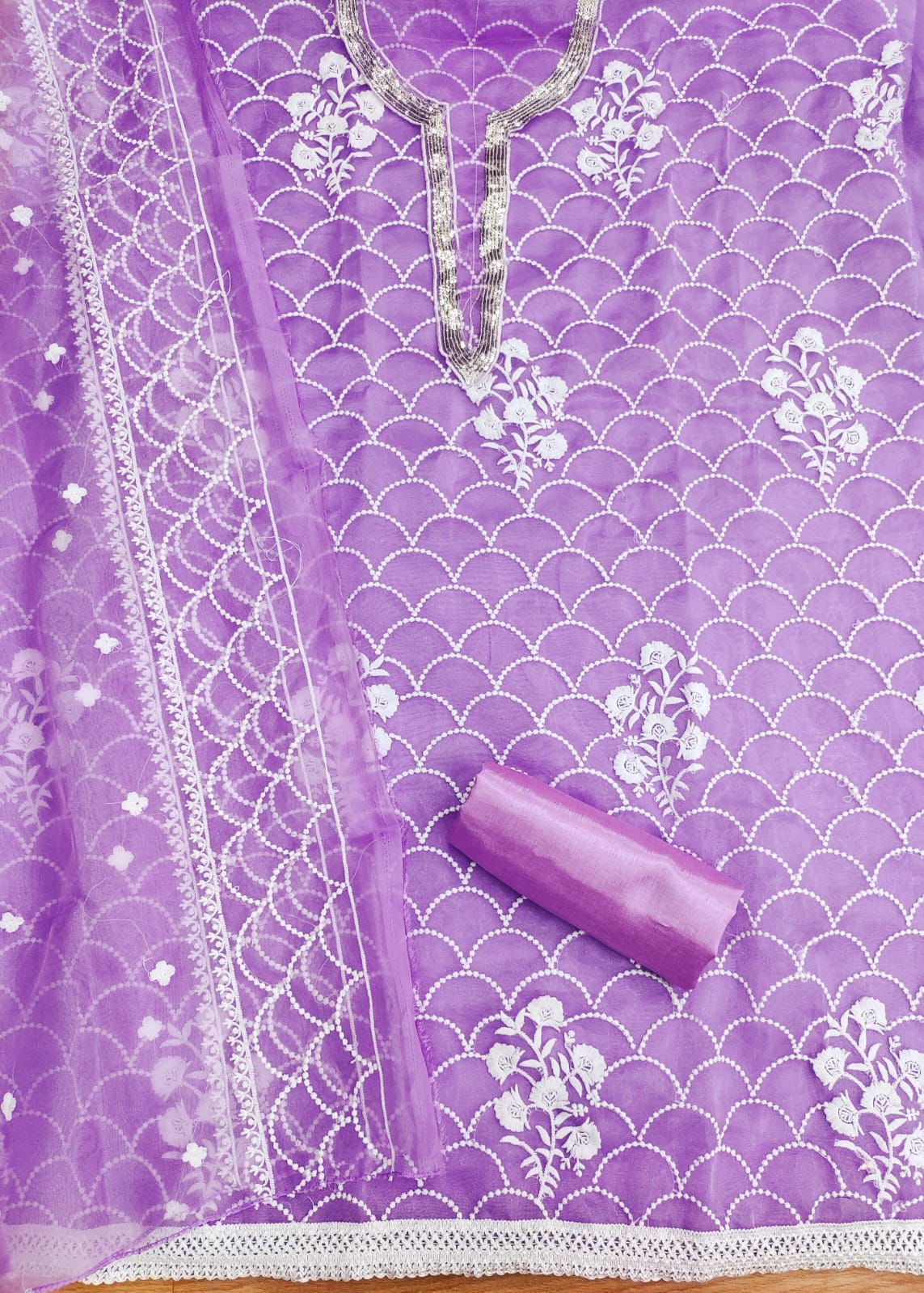 Pure Lawn Cotton Unstitched Women Suit Dress Material Purple – Stilento