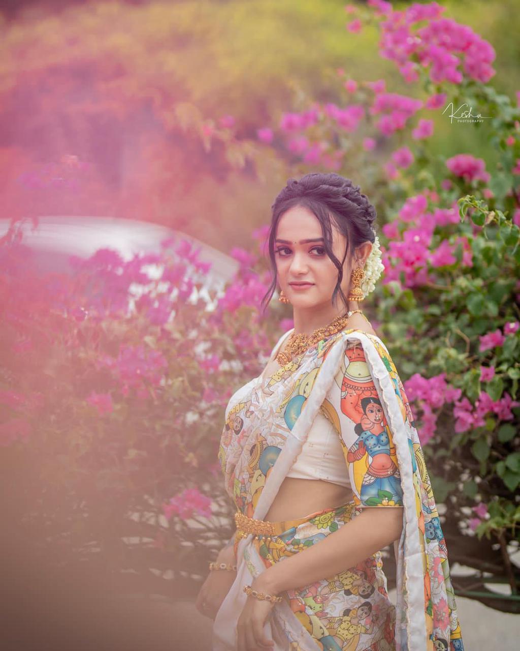 Multi color Banarasi silk Zari Half saree with Orange color dupatta with  Unsttiched blouse - ShopGarb - 4073514