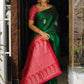 Stylish Green Soft Silk Saree with Unique Red Blouse