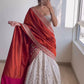 Jacquard Lehenga Choli In Red And White