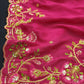 Women's Bollywood Designer Pink Colored Vichitra Silk Embroidered Party Wear Saree