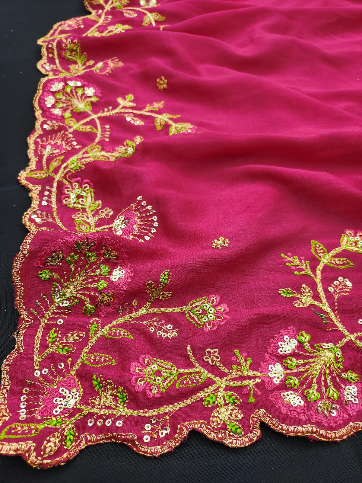 Women's Bollywood Designer Pink Colored Vichitra Silk Embroidered Party Wear Saree