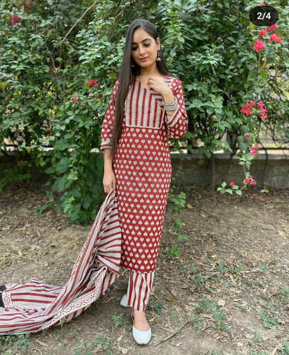 Straight kurti With Pant & Dupatta 3pcs set, Pakistani Salwar Kameez