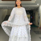 White Silk Embroidered Anarkali Set