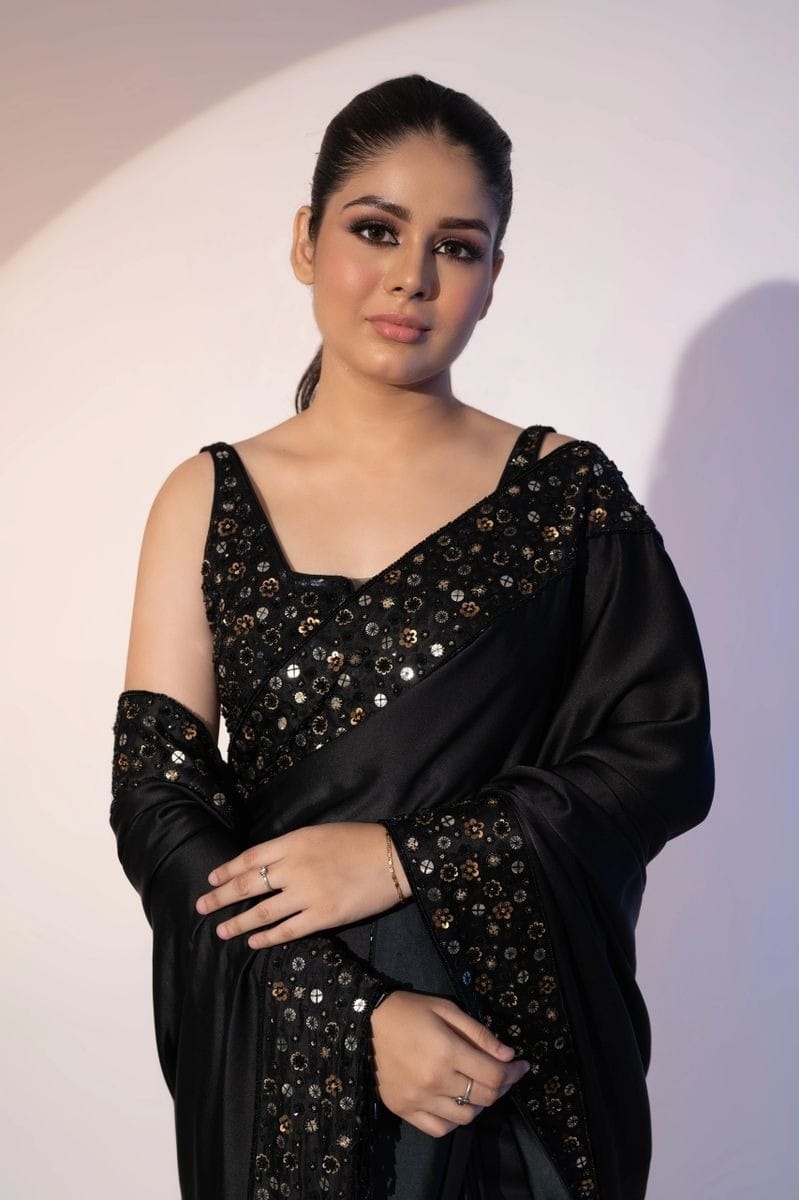 Simple Black Saree For Farewell - Keep Me Stylish