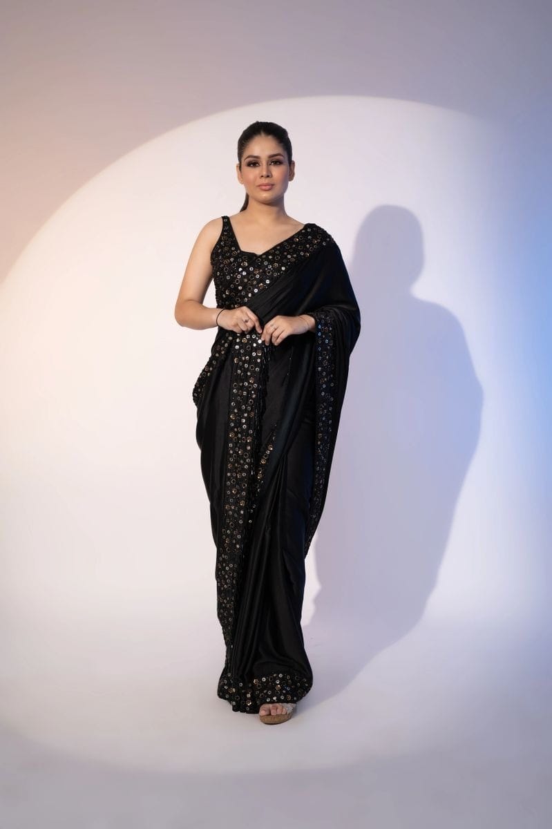 Black Saree with Mirror work