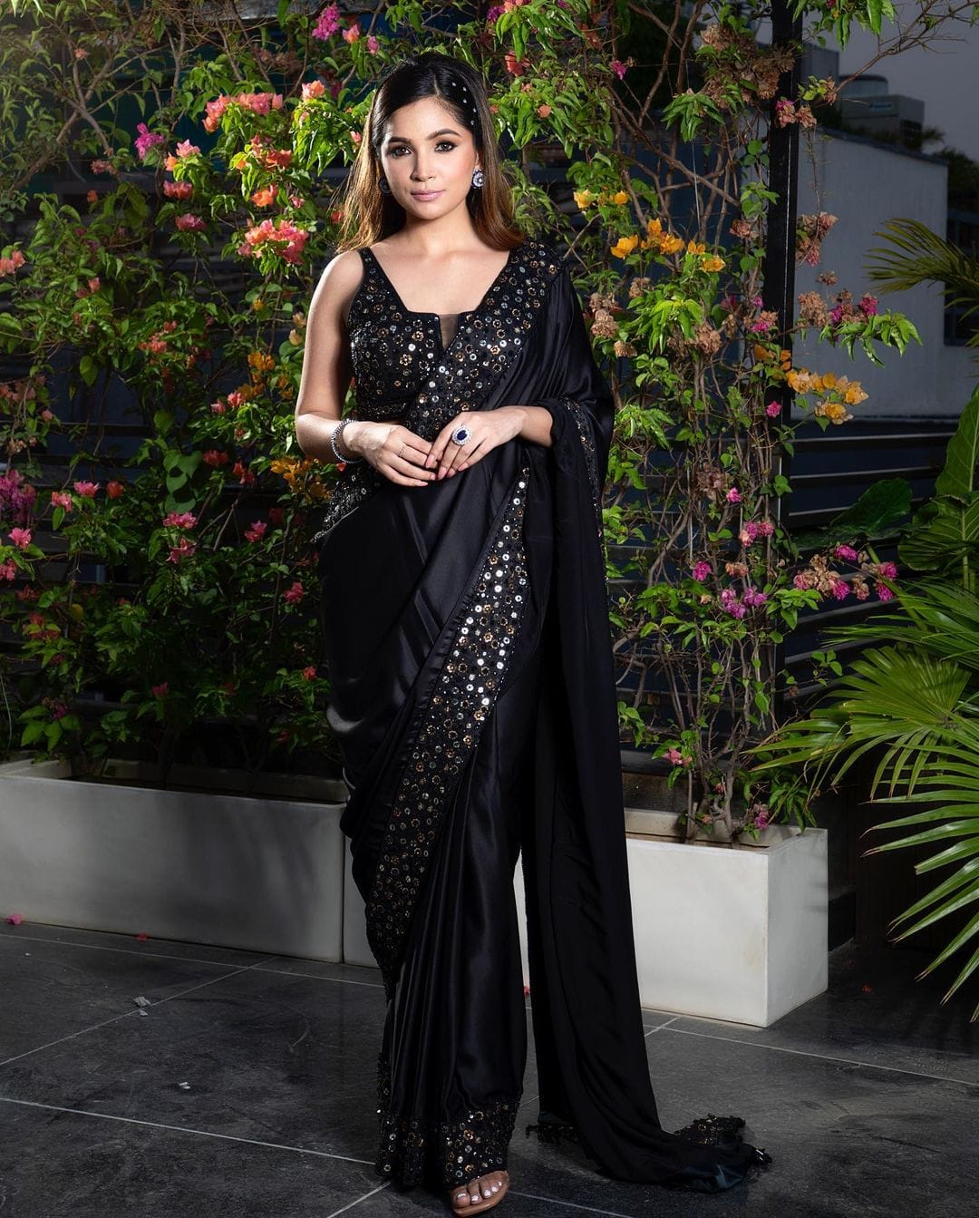 Black Saree with Mirror work