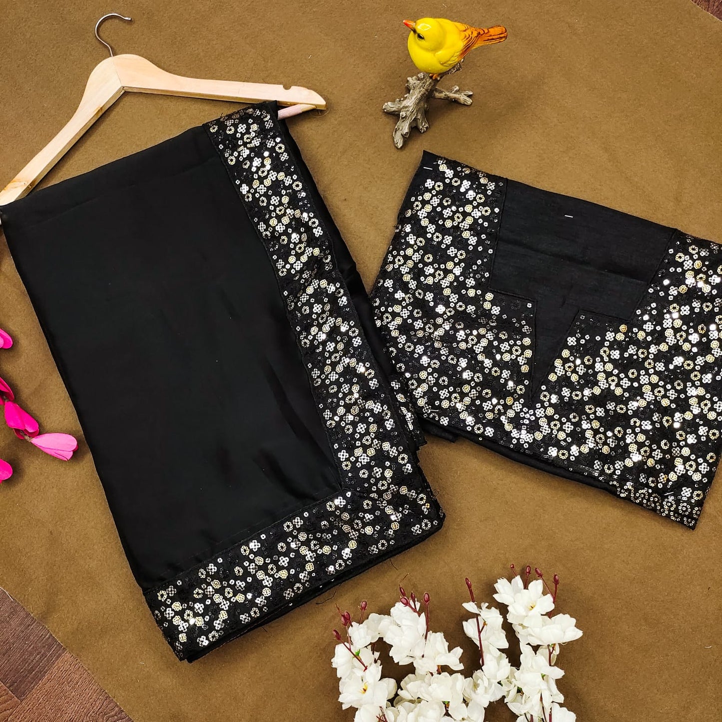 Black Saree with Mirror work