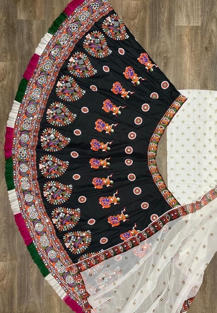 Indian Traditional Navratri Party Bollywood Women Lehenga Choli Wedding Bridal Festival Printed Lengha Real Mirror Work Ghaghara Circular