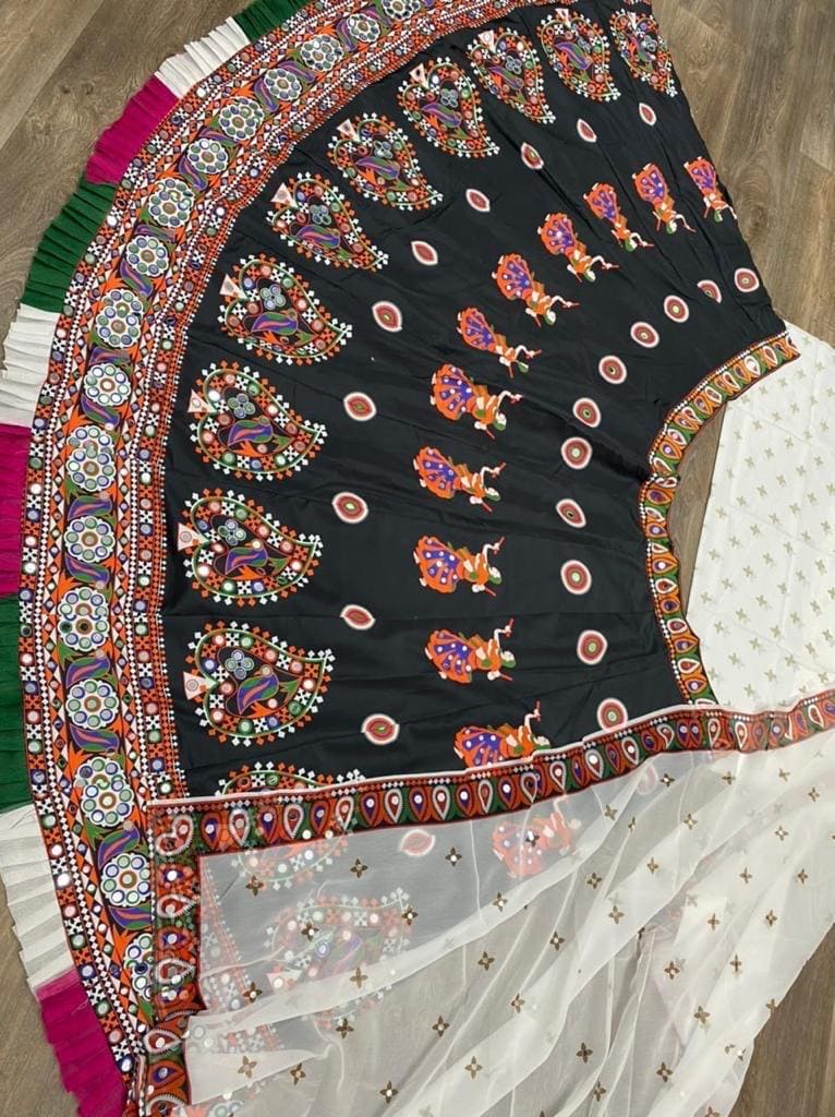 Indian Traditional Navratri Party Bollywood Women Lehenga Choli Wedding Bridal Festival Printed Lengha Real Mirror Work Ghaghara Circular