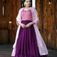 Wine Purple Zardosi Embroidered Chinnon with Sequins Party