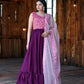 Wine Purple Zardosi Embroidered Chinnon with Sequins Party