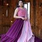 Wine Purple Zardosi Embroidered Chinnon with Sequins Party