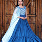 Rama Color Party Wear Long Gown With Dupatta