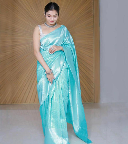 Woman's Silk Festival Wear Beautiful Rich Pallu & Jacquard Work On All Over The Saree With Unstiched Blouse