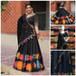Marvelous Black Embroidered Cotton Traditional Wear Chaniya Choli