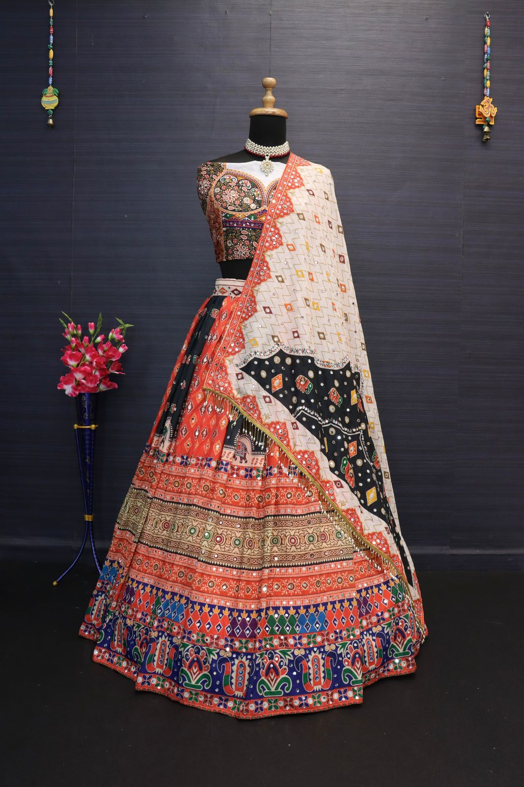 Traditional Wear Navratri Designer Digital Print Muslin Cotton Lehenga Choli
