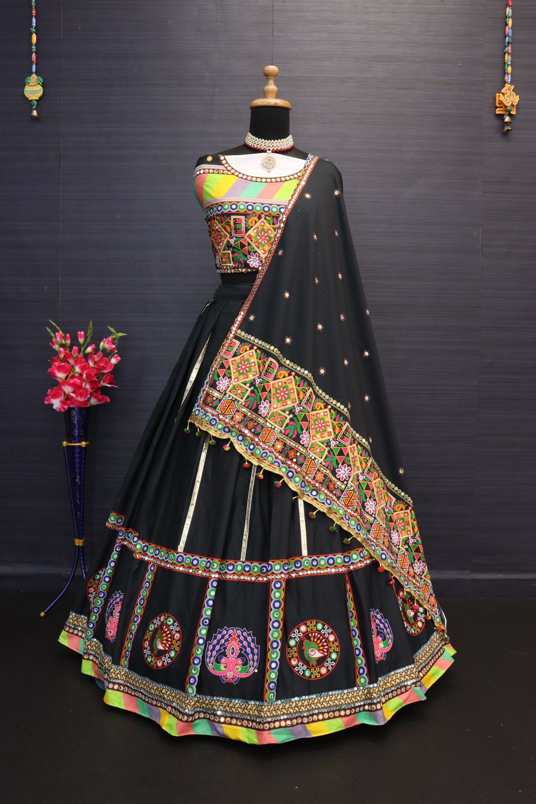 Digital Printed Butter Silk Lehenga With Blouse And Dupatta Which Has Original Mirror Work