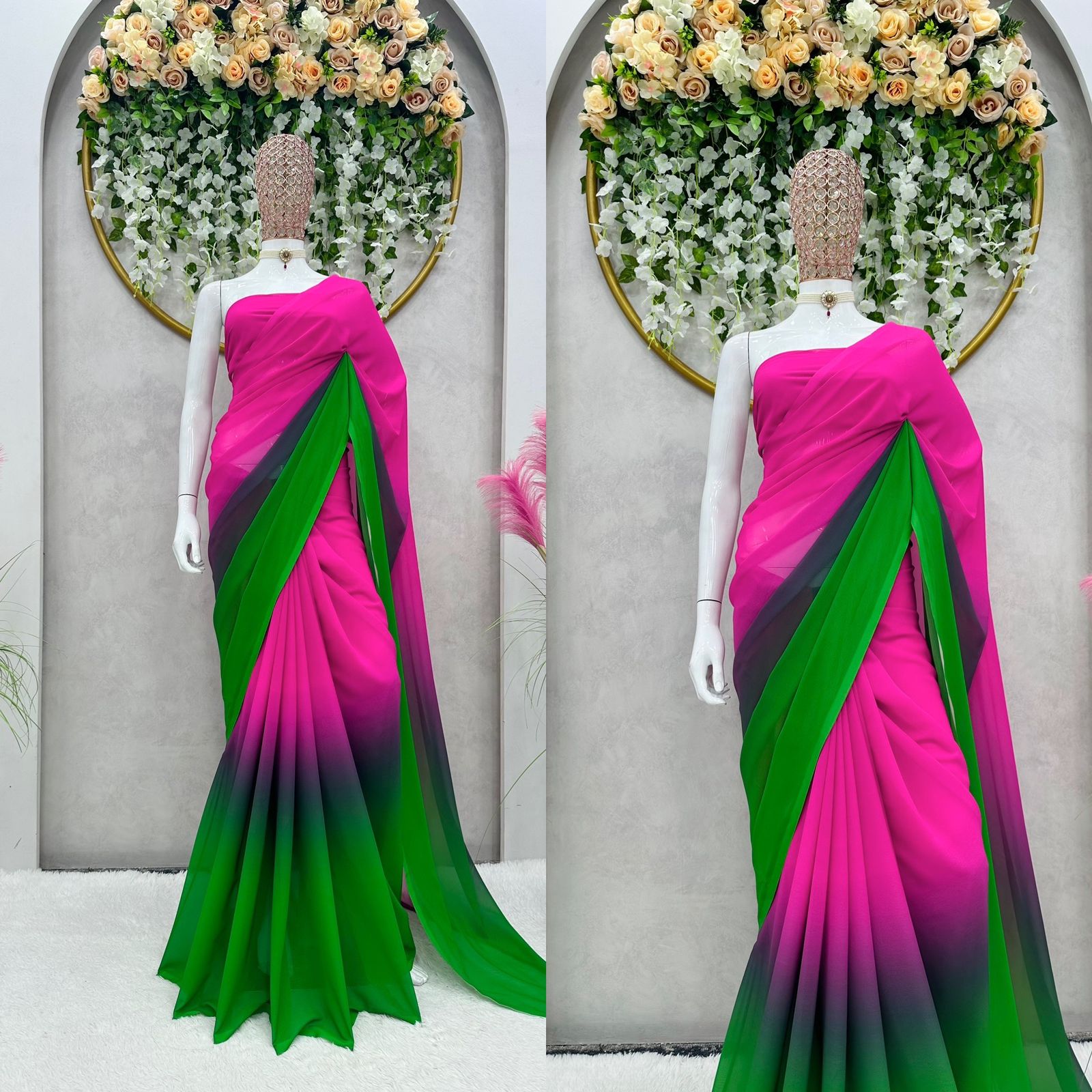 Double Shaded Georgette Saree at Rs 610 | Georgette Saree in Surat | ID:  2850389596291