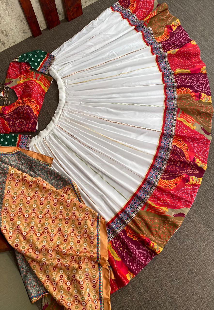 Navratri Lehenga Chaniya Choli : Multicolor print mirror ...