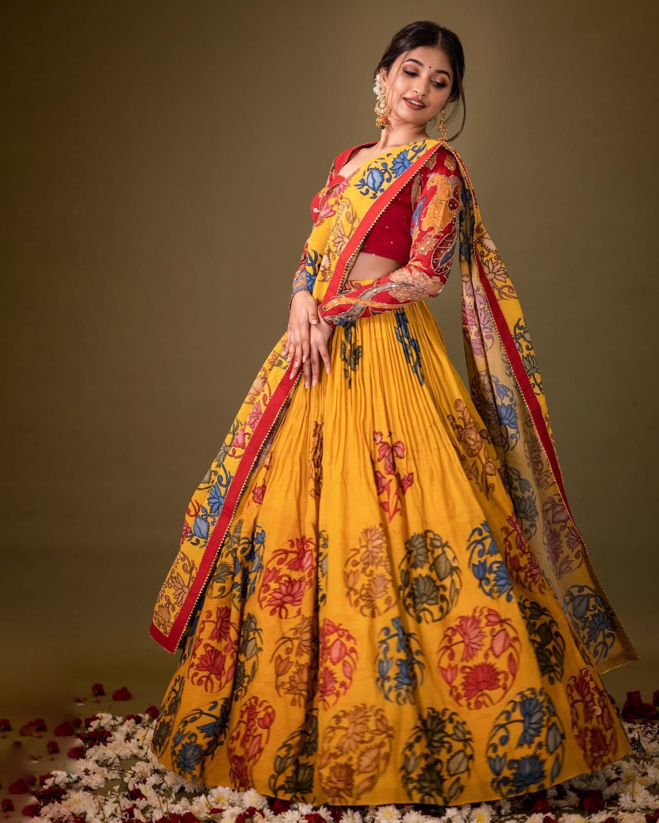 Heavy Soft Chinnon Silk Fabric With Digital Print lehenga choli