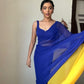 Royal Blue Plain Georgette Saree