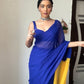 Royal Blue Plain Georgette Saree