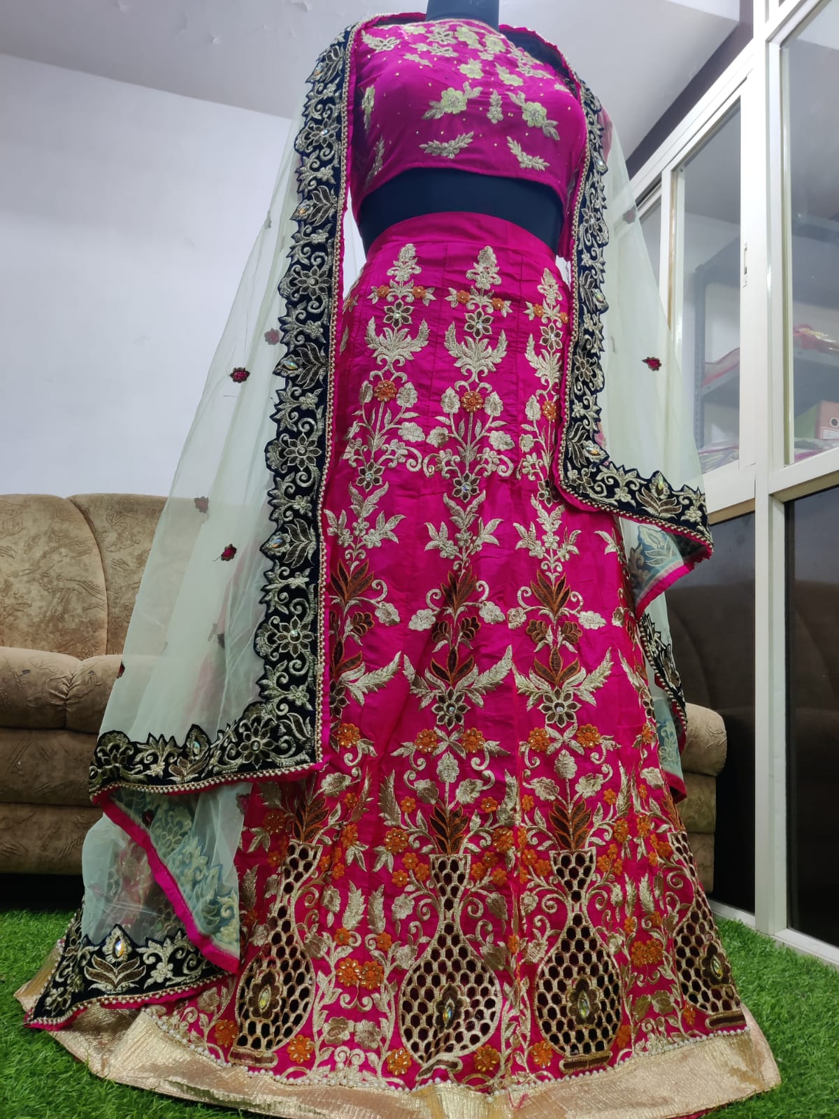 Red Silk Lehenga With Silk Choli