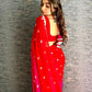 Gurleen Gambhir Red-Pink Bandhej Saree