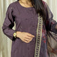 Organza Silk Party Wear Salwar Kameez in Purple and Violet with Thread work