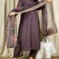 Organza Silk Party Wear Salwar Kameez in Purple and Violet with Thread work