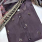 Organza Silk Party Wear Salwar Kameez in Purple and Violet with Thread work