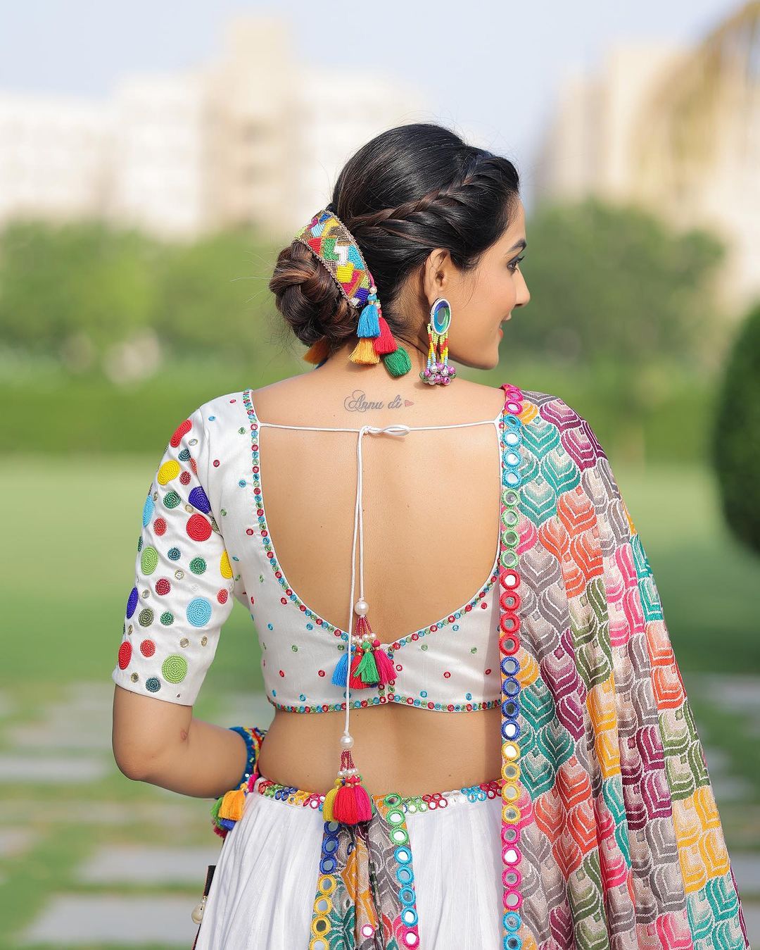 White Navratri Special lehenga choli - Main Image