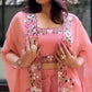 Festive/ party/  wedding zardozi work jacket dress in pink color