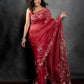 Zari Jaipur Red Color Chiffon Fabric Saree with Unstitched Blouse