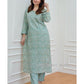 Green Kantha Kurti Set