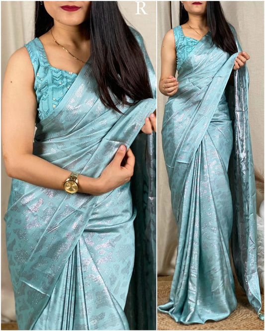 Presenting here an absolute beauty with 2D effect of zari weaving and sequence blouse