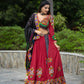Navratri Special Black and Red Designer Lehenga Choli With Printed Butter Silk Material, Zari And Mirror Work