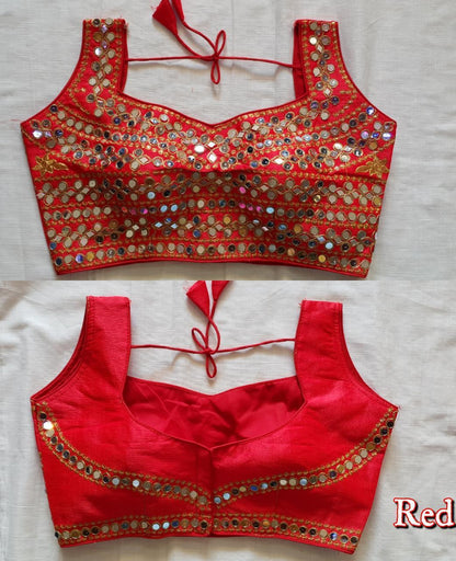 New Designer Saree Blouse Floral Embroidered For Women Poly Silk Sari Choli Indian Wedding Wear Fabric Craft Tunic Top