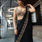 New Look Black Georgette Saree with Blouse Indian Wedding Saree Sabyasachi Saree Designer Saree