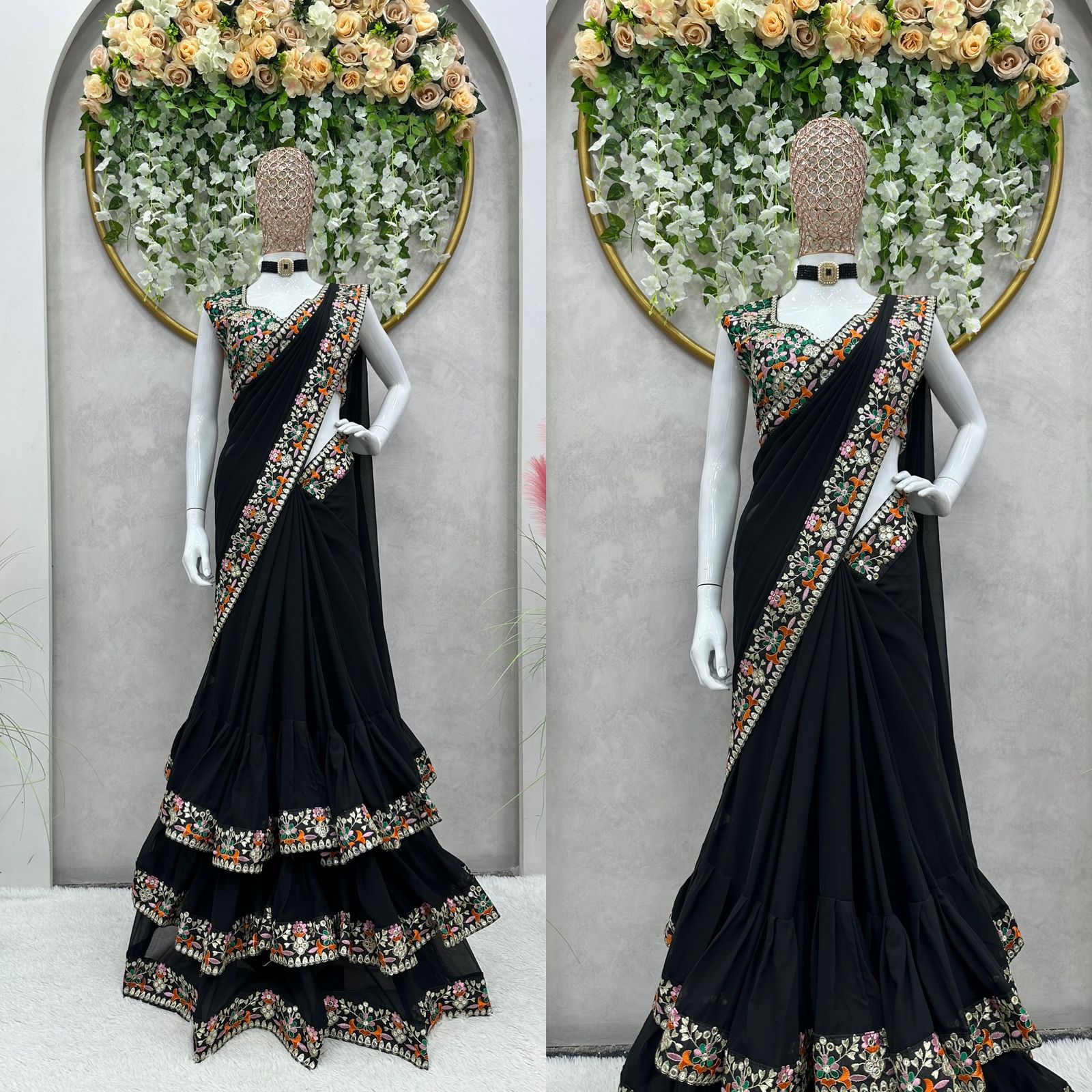 Black saree for wedding clearance party