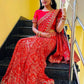 Exclusive Red Vichitra Silk Embroidery Work Saree With Blouse